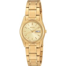 Ladies Seiko Quartz Sxa122 Gold Dial Gold Tone Stainless Steel Watch