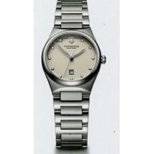 Ladies Small Cream Beige Dial Victoria Stainless Steel Watch