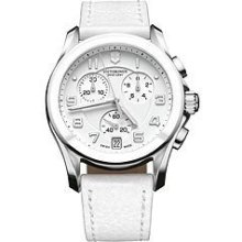 Ladies Swiss Army Victorinox Victoria Chronograph White Leather 241500 Free Gift