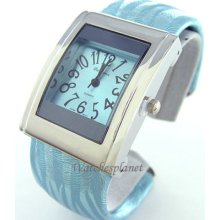 Ladies Turquoise Wave Design Square Bangle Watch