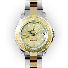 Ladies Two Tone Champagne Dial Rotating Bezel Rolex Yacht-Master (561)