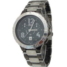 Limited Edition Mens Black And Silver Executive Watch With Date Feature