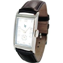 Lip Mens Sir Winston Churchill Classic Analog Stainless Watch - Brown Leather Strap - White Dial - 1663022