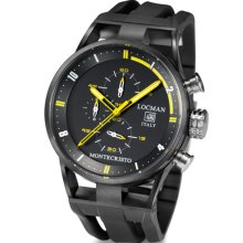 Locman Mens Monte Cristo Water Resistant Ceramic Coated Chrono Watch Black 510BLYLPVBK