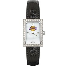 Los Angeles Lakers Women's Black Leather Strap Allure Watch