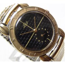 Louis Men's Swiss Made 17Jwl Gold Quadrant Dial Interesting Case Watch w/ Bracel