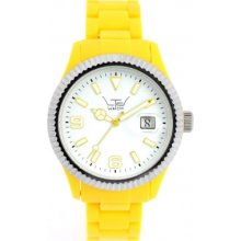 LTD-051002 LTD Watch Unisex White Dial Yellow Strap With Ss Bezel Watc...