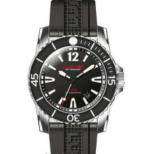 Lum-Tec Mens 300M XL Diver Automatic Analog Stainless Watch - Black Rubber Strap - Black Dial - LT300M-1XL