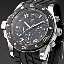 Luxury Mens Automatic Mechanical Date Day Sport Rubber Band Wrist Watch 2 Colors