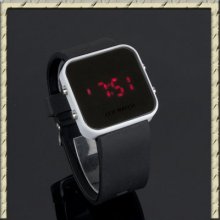 Luxury Sport Style Led Digital Wrist Watch Mirror Surface Silicone For Lady Men