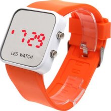 Luxury Sport Style LED Digital Watch Mirror Surface Silicone for Lad