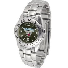 Maine Black Bears Ladies Stainless Steel Dress Watch