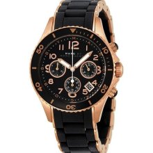 Marc Jacobs Pelly Chronograph Black Dial Rose Gold-tone Steel Lad ...