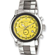 Men Chisel Stainless Steel Swiss Quartz Chrono w/ Yellow Dial Watch - Yellow - Metal