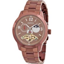 Mens Automatic Brown Plated Stainless Steel Wrist Watch Hzmishbrbrbr