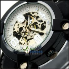 Mens Automatic Mechanical Rubber Band Sports Watch Skeleton Gift Oversized S