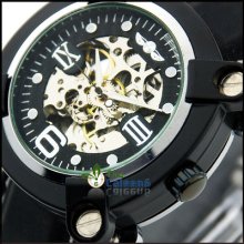 Mens Automatic Mechanical Skeleton Gift Oversized Rubber Band Sports Watch