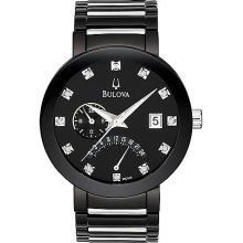 Men's Black Stainless Steel Diamond Watch