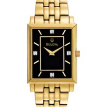 Men's Bulova Diamond Accent Gold-Tone Stainless Steel Watch with