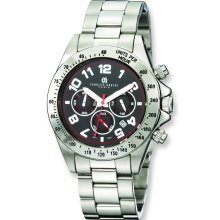 Mens Charles Hubert Stainless Steel Black Dial Chrono Watch