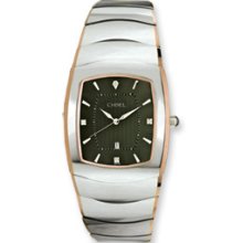 Mens ChiselÂ® Tungsten Rose Gold Plated Grey Dial Watch