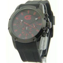 Mens Croton Rubber Chronograph Red Markers Watch CX328023BKRD