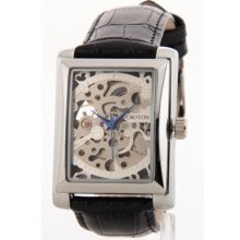 Mens Croton Skeleton AUTOMATIC Movement Sharp Silver Rectangle Di ...