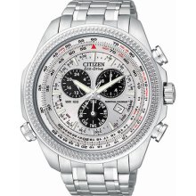 Mens Dress Citizen Eco Drive Silver Dial Chronograph Stainless Watch Bl5400-52a