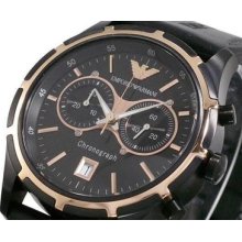 Mens Emporio Armani Black Chronograph Watch Ar0584