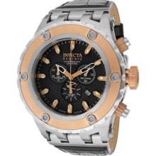 Mens Invicta Specialty Reserve Quartz Black Leather Two Tone Watch 10080