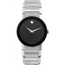 Mens Movado Sapphire Stainless Steel Museum Black Dial Watch 0606092