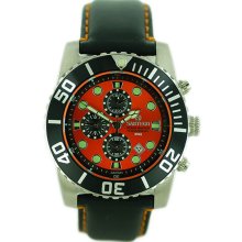 Men's Ocean Master Diver Chronograph Orange Dial Black Bezel Strap