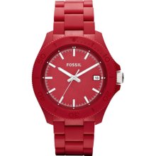 Men's red fossil retro traveler resin watch am4450