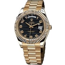 Men's Rolex Oyster Perpetual Day-Date II Watch - 218238_BlkWaveAP