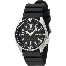 Men's Seiko Automatic Diver Skx173 Day/date Black Dial Urethane Watch