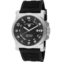 Men's Sportiva Black Dial w/White Accent Black Silicone ...