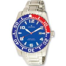 Mens Stainless Steel Blue/Red Dial Quartz Watch