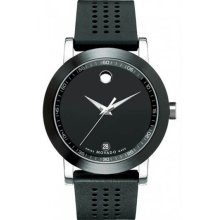 Men's Stainless Steel Case Black Dial Black Rubber Strap Sapphire Crys