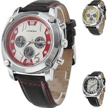 Men's Stylish Sports PU Analog Quartz Wrist Watch (Assorted Colors)