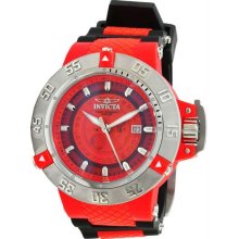 Men's Subaqua Noma III Red Dial Quartz Date Display Rubber Strap