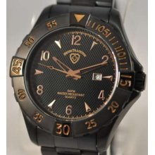 Mens Swiss Tradition Black Rose Gold Mans Watch