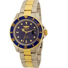 Men's Two Tone Stainless Steel Pro Diver Blue Dial Automatic Coin-Edge Bezel