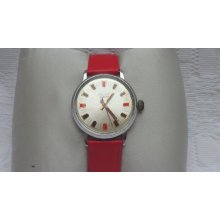 Mens watch vintage Poljot mechanical wristwatch in stunning red