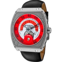 Men's Zephyer Automatic Red & White Dial Black Genuine