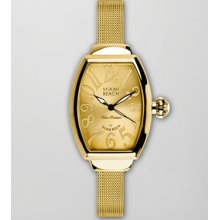 Miami Beach by Glam Rock Large Mesh-Strap Curved Watch, Gold