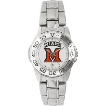 Miami Red Hawk wrist watch : Miami University RedHawks Ladies Gameday Sport Watch with Stainless Steel Band