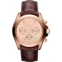 Michael Kors Chronograph Bradshaw Chocolate Leather Strap Ladies Watch MK5703