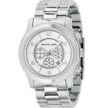 Michael Kors Classic Oversized Silvertone Bold Chronograph Luminous Men's Watch