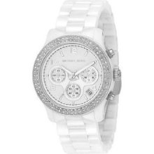 Michael Kors Ladies Oversized Glitz Ceramic Crystal Watch MK5375