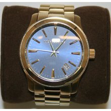 Michael Kors Men's Blue Dial Gold Stainless Steel Watch Mk-7049